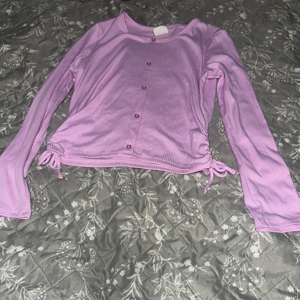 Kids Lavender Button-Up Top